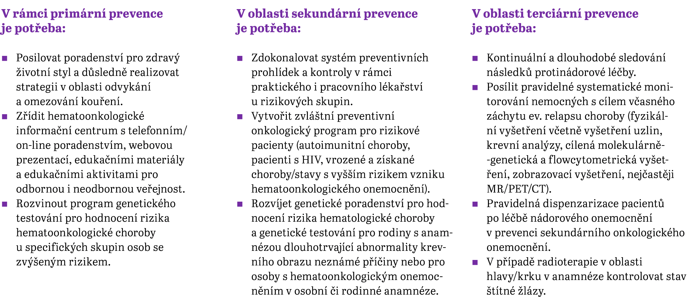 V rámci primární prevence je potřeba:   Posilovat poradenství pro zdravý životní styl a důsledně realizovat strategii   