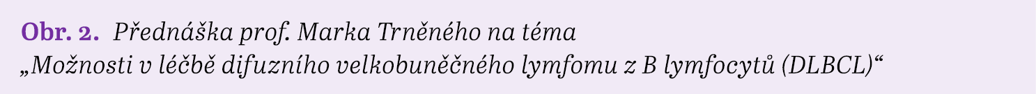 Obr. 2. P edn ka prof. Marka Trn n ho na t ma „Mo nosti v l  b  difuzn ho velkobun  n ho lymfomu z B lymfocyt  (DLBC...