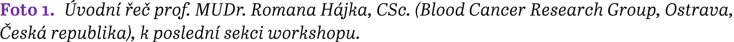 Foto 1.  vodn  e  prof. MUDr. Romana H jka, CSc. (Blood Cancer Research Group, Ostrava,  esk  republika), k posledn ...