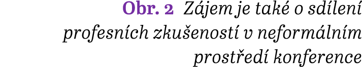 Obr. 2 Z jem je tak o sd len  profesn ch zku enost  v neform ln m prost ed  konference