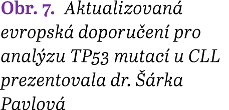 Obr. 7. Aktualizovan evropsk  doporu en  pro anal zu TP53 mutac  u CLL prezentovala dr.   rka Pavlov 