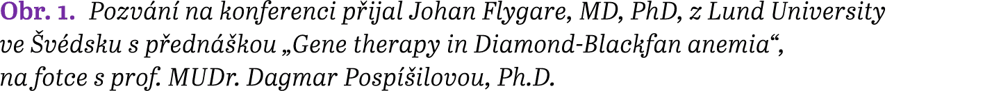 Obr. 1. Pozv n na konferenci p ijal Johan Flygare, MD, PhD, z Lund University ve  v dsku s p edn  kou „Gene therapy ...